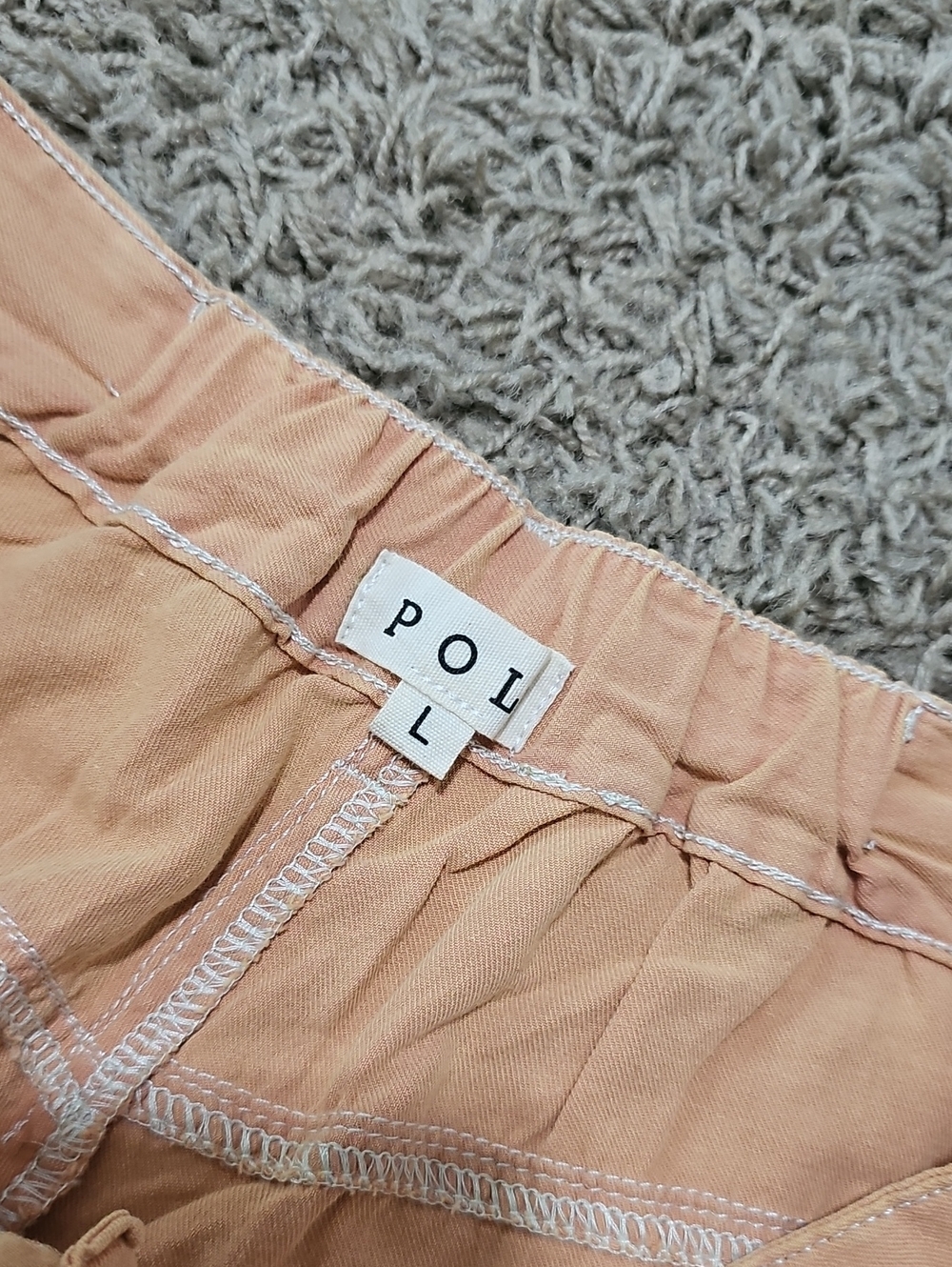 NWOT POL Peach and Cream Wide-Leg Colorblock Pants Large 100% Cotton - Picture 6 of 9